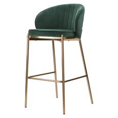 Стул барный Coral, велюр, темно-зеленый, Bergenson Bjorn