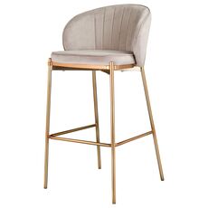 Стул барный Coral, велюр, серо-бежевый, Bergenson Bjorn