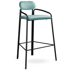 Стул барный Ror, Round, велюр, черный/светло-бирюзовый, LATITUDE
