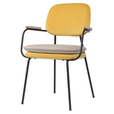 Стул с подлокотниками Pea, велюр, желтый/бежевый, Bergenson Bjorn
