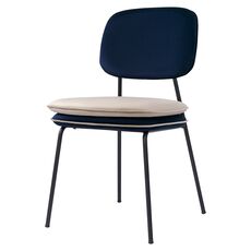 Стул с контрастным кантом Pea, велюр, темно-синий/бежевый, Bergenson Bjorn