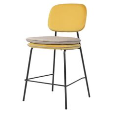 Стул полубарный с контрастным кантом Pea, велюр, желтый/бежевый, Bergenson Bjorn