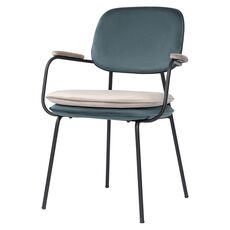 Стул с подлокотниками Pea, велюр, сине-зеленый/бежевый, Bergenson Bjorn