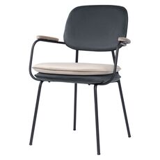 Стул с подлокотниками Pea, велюр, темно-серый/бежевый, Bergenson Bjorn