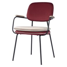 Стул с подлокотниками и контрастным кантом Pea, велюр, бордовый/бежевый, Bergenson Bjorn