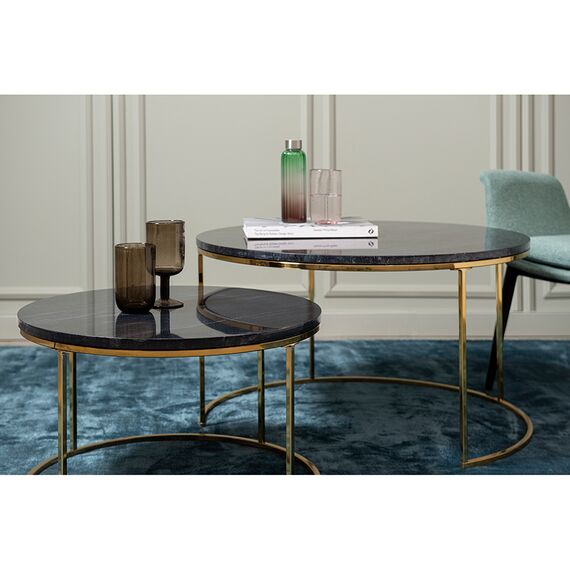 Набор из 2-х журнальных столиков Hans, 60 см и 80 см, черный мрамор, Bergenson Bjorn, изображение 4