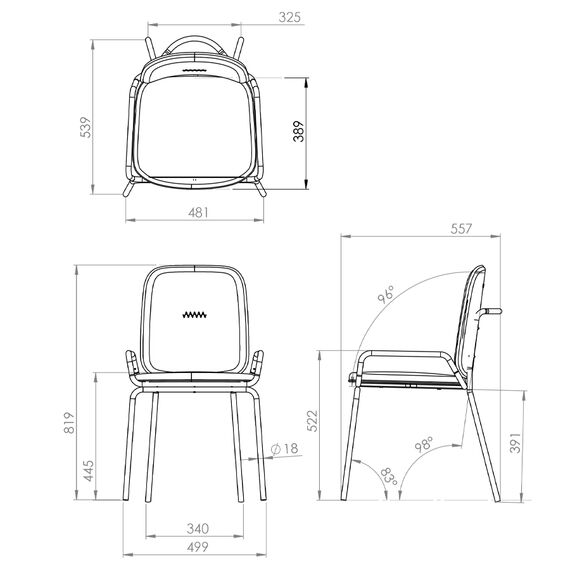 Набор из 2 стульев Ror, Double Frame, рогожка, черный /серый, LATITUDE, изображение 6
