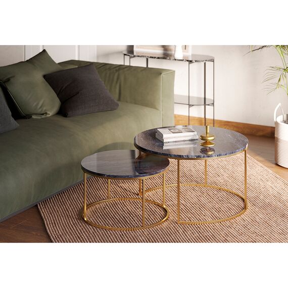 Набор из 2-х журнальных столиков Hans, 60 см и 80 см, черный мрамор, Bergenson Bjorn, изображение 6