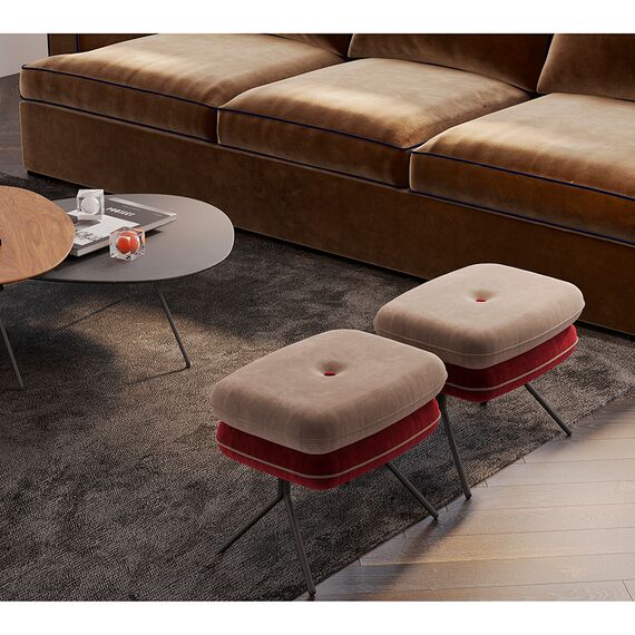 Пуф Pea, велюр, бежевый/бордовый, Bergenson Bjorn, изображение 5