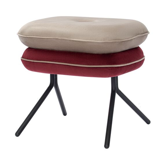 Пуф Pea, велюр, бежевый/бордовый, Bergenson Bjorn