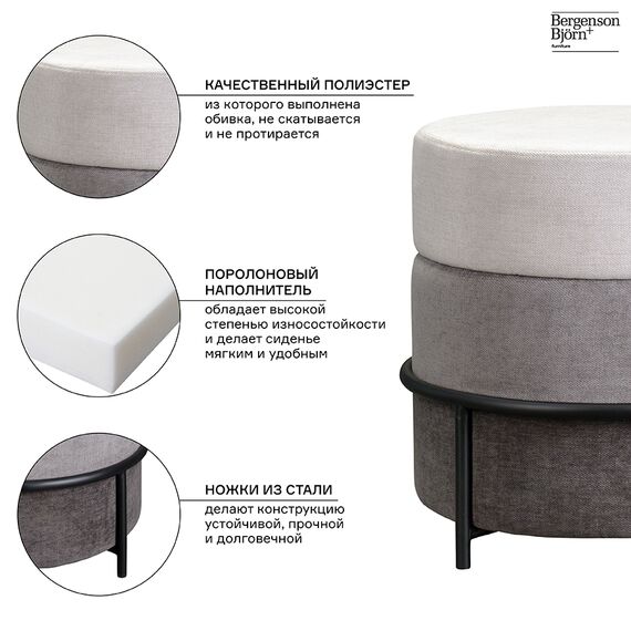 Пуф Norunn, шенилл, дымчато-серый, Bergenson Bjorn, изображение 5