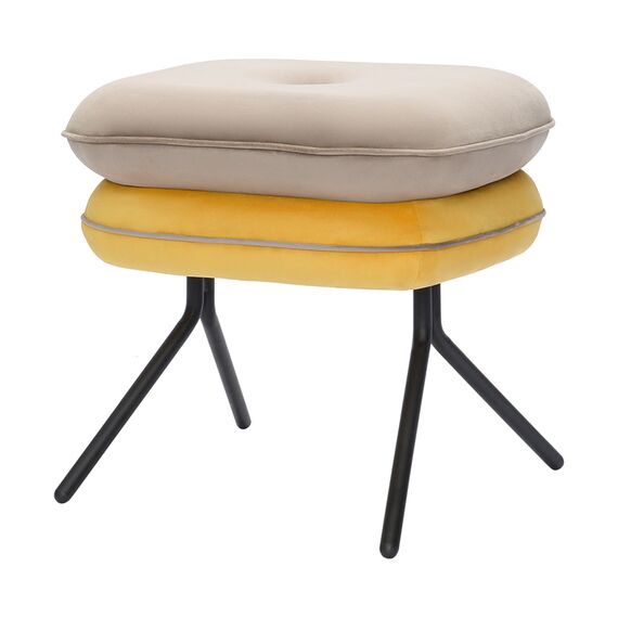 Пуф Pea, велюр, бежевый/желтый, Bergenson Bjorn