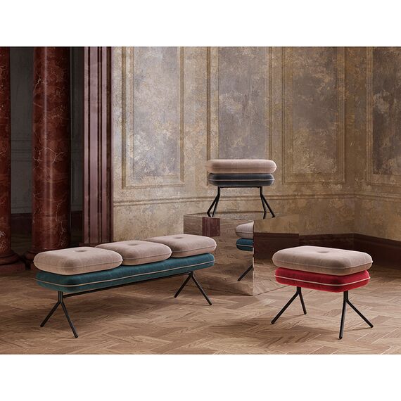 Пуф Pea, велюр, бежевый/темно-серый, Bergenson Bjorn