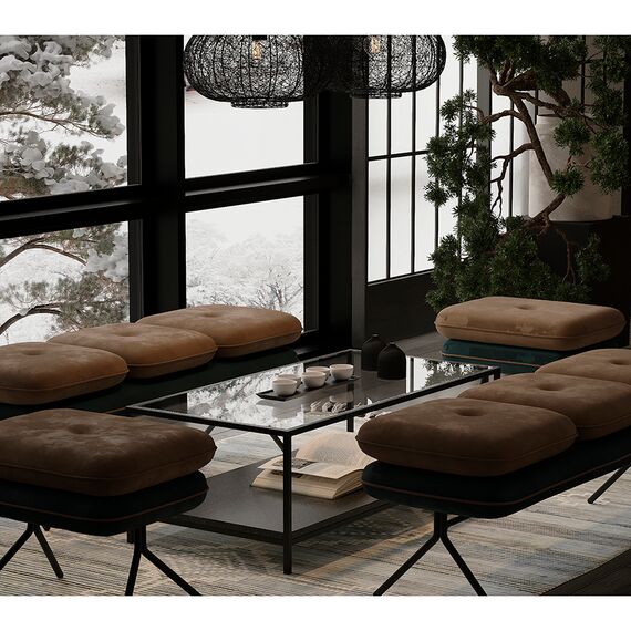 Пуф Pea, велюр, бежевый/сине-зеленый, Bergenson Bjorn, изображение 3