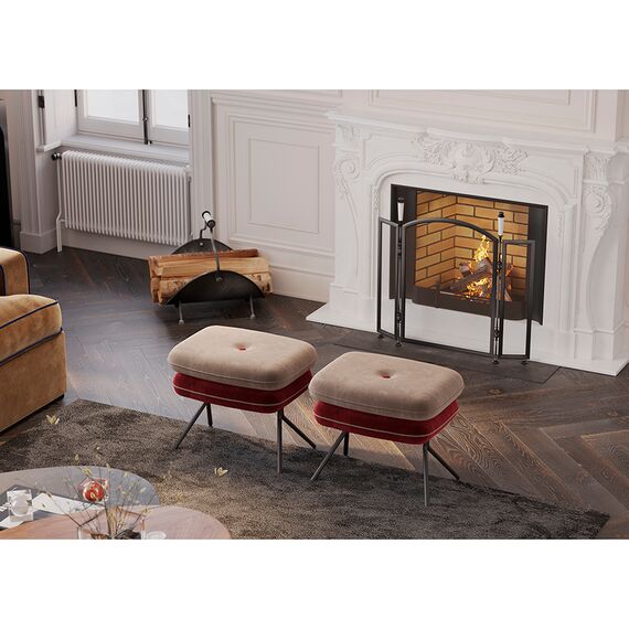 Пуф Pea, велюр, бежевый/бордовый, Bergenson Bjorn, изображение 4