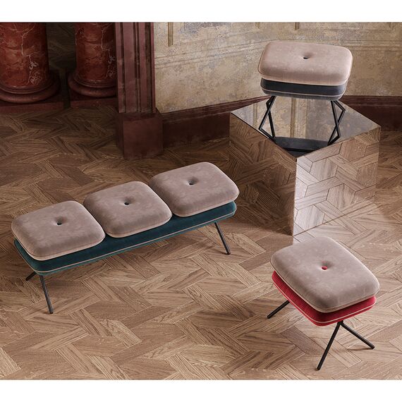 Пуф Pea, велюр, бежевый/темно-серый, Bergenson Bjorn, изображение 2