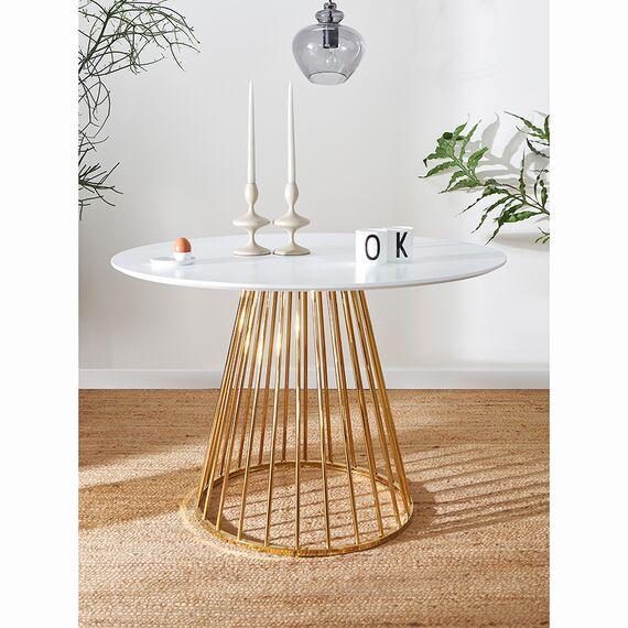 Стол обеденный Tyra, 110 см, белый/золотой, Bergenson Bjorn, изображение 2