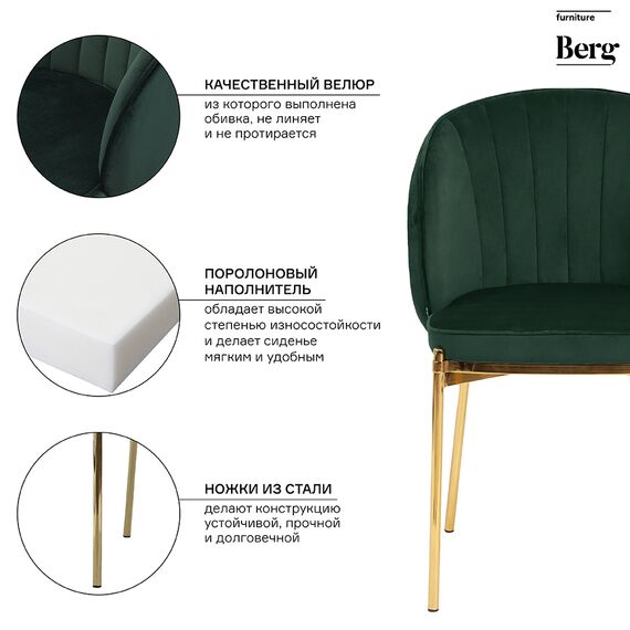 Стул Coral, велюр, зеленый, Bergenson Bjorn, изображение 16