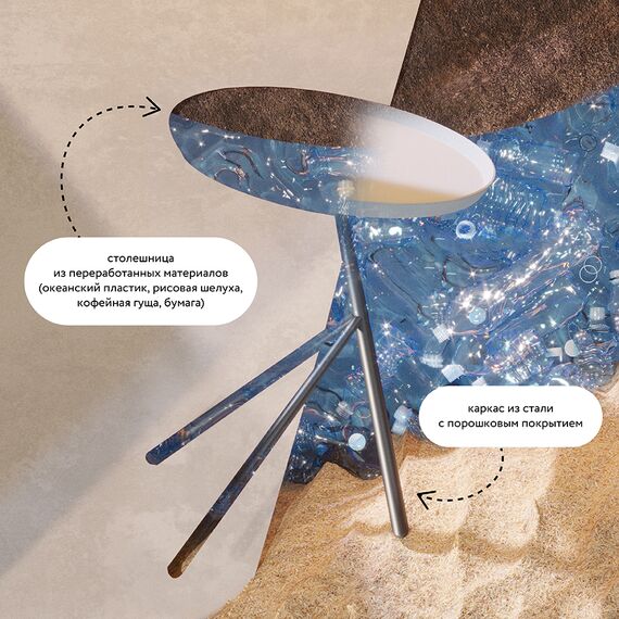 Столик приставной Sustainable collection, 38 см, серо-голубой/черный, Bergenson Bjorn, изображение 11