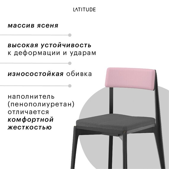 Стул Aska, рогожка, черный/темно-серый/розовый, LATITUDE, изображение 8