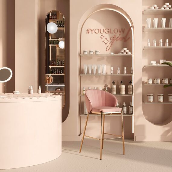 Стул барный Coral, велюр, розовый, Bergenson Bjorn, изображение 3