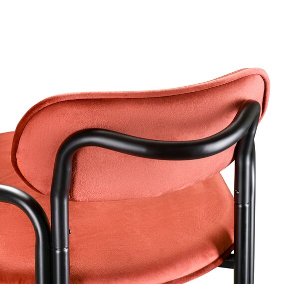 Стул барный Ror, Round, велюр, черный/темно-красный, LATITUDE, изображение 4