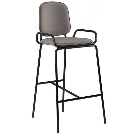 Стул барный Ror, 2 Frame, велюр, черный/серый, LATITUDE