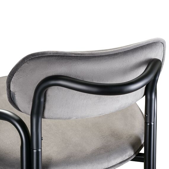 Стул барный Ror, Round, велюр, черный/серый, LATITUDE, изображение 4