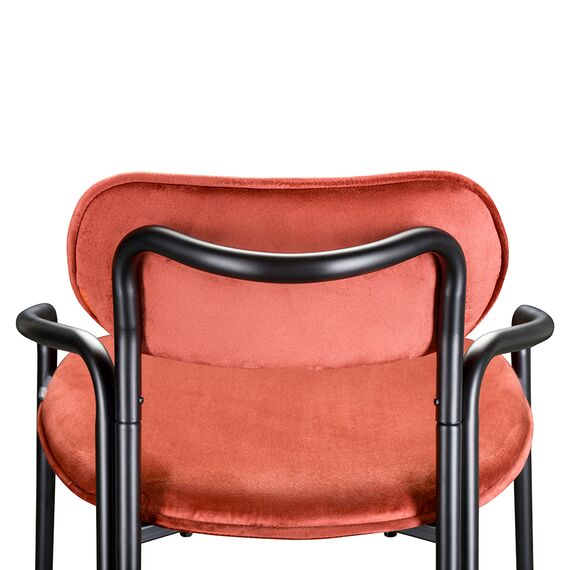 Стул барный Ror, Round, велюр, черный/темно-красный, LATITUDE, изображение 5