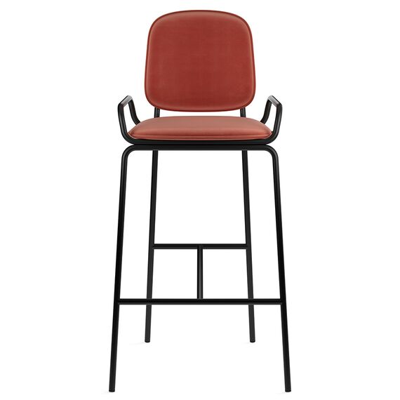 Стул барный Ror, 2 Frame, велюр, черный/темно-красный, LATITUDE, изображение 2