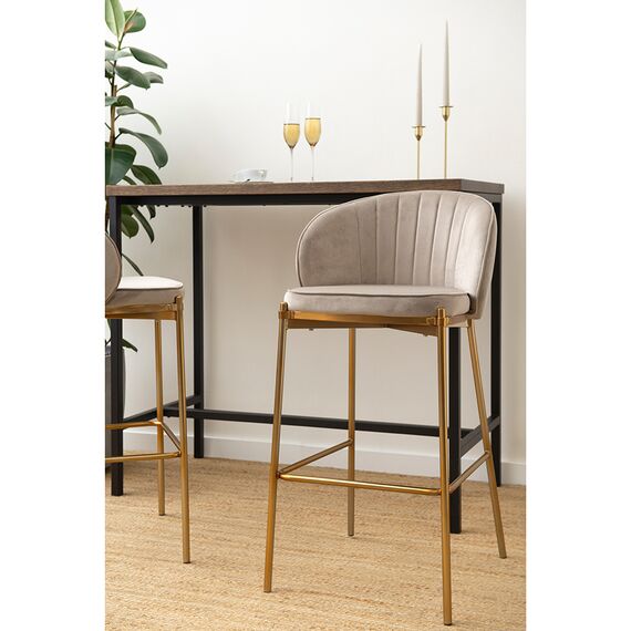 Стул барный Coral, велюр, серо-бежевый, Bergenson Bjorn, изображение 3