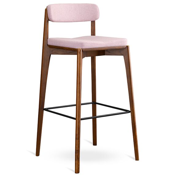 Стул барный Aska, рогожка, орех/розовый, LATITUDE