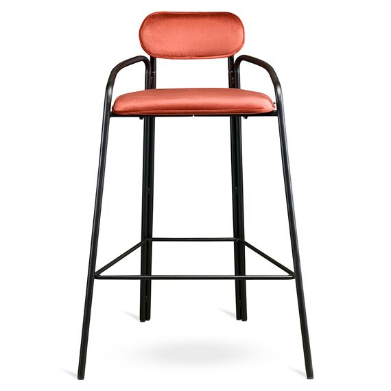 Стул барный Ror, Round, велюр, черный/темно-красный, LATITUDE, изображение 2