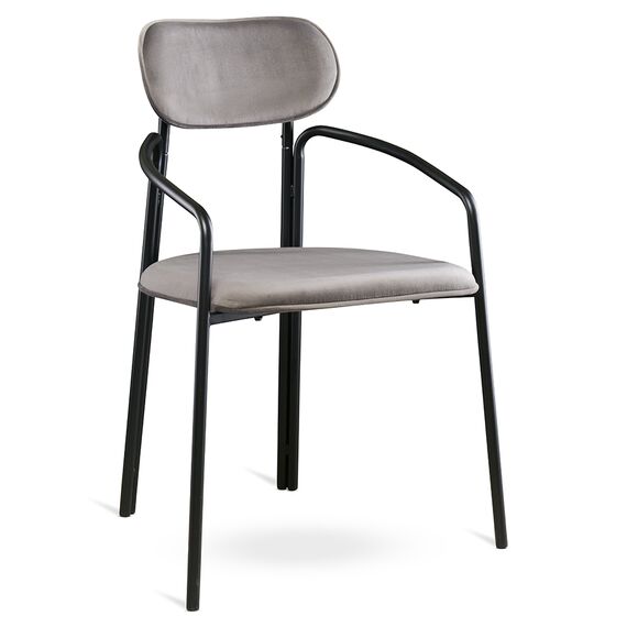 Стул Ror, Round, велюр, черный/серый, LATITUDE