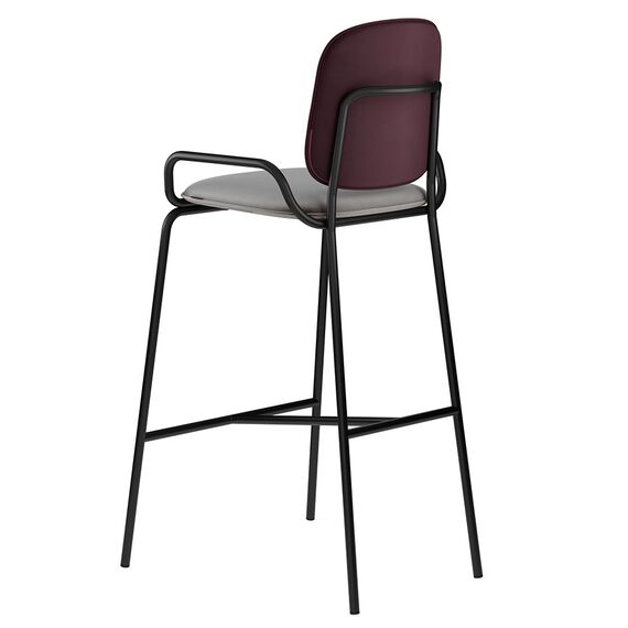 Стул барный Ror, 2 Frame, велюр, черный/пурпурный/серый, LATITUDE, изображение 3