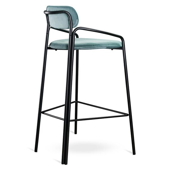 Стул барный Ror, Round, велюр, черный/светло-бирюзовый, LATITUDE, изображение 3