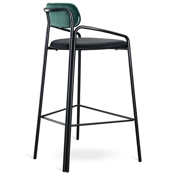 Стул барный Ror, Round, велюр, черный/темно-зеленый/черный, LATITUDE, изображение 3