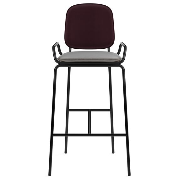 Стул барный Ror, 2 Frame, велюр, черный/пурпурный/серый, LATITUDE, изображение 2