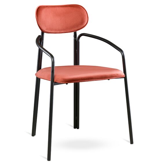 Стул Ror, Round, велюр, черный/темно-красный, LATITUDE