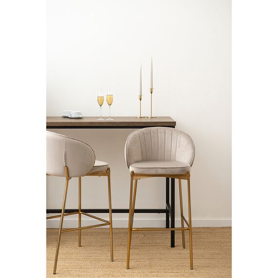 Стул барный Coral, велюр, серо-бежевый, Bergenson Bjorn, изображение 2