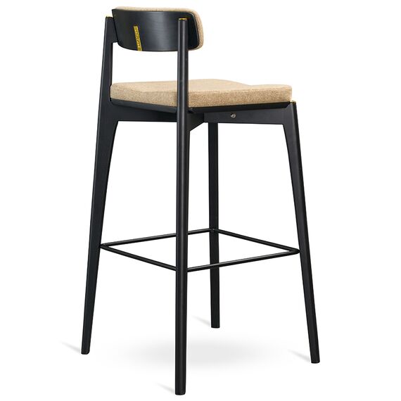 Стул барный Aska, рогожка, черный/бежевый, LATITUDE, изображение 3