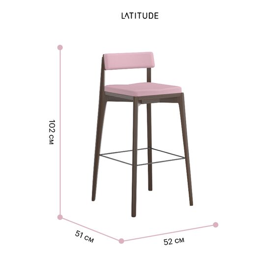 Стул барный Aska, рогожка, орех/розовый, LATITUDE, изображение 7
