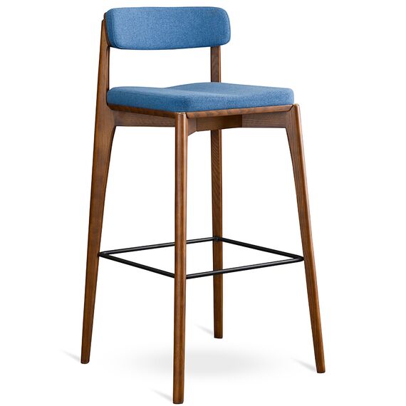 Стул барный Aska, рогожка, орех/темно-синий, LATITUDE