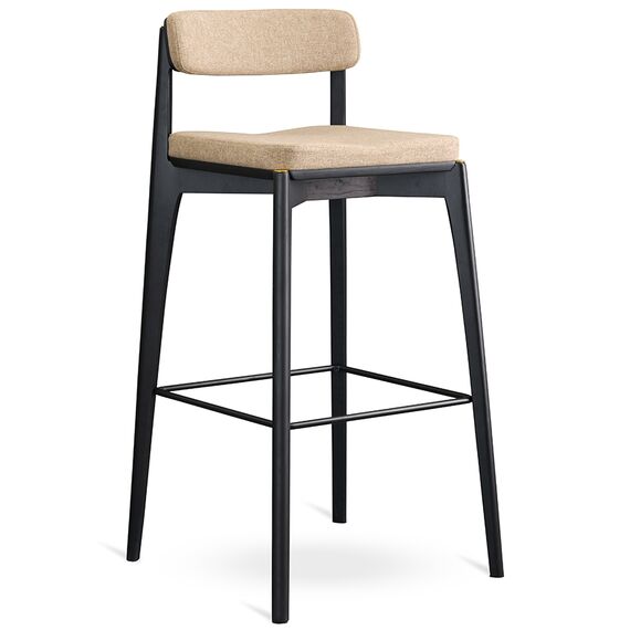 Стул барный Aska, рогожка, черный/бежевый, LATITUDE