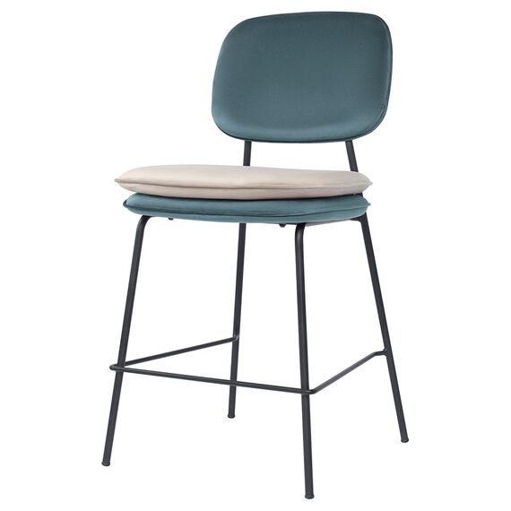 Стул полубарный Pea, велюр, сине-зеленый/бежевый, Bergenson Bjorn