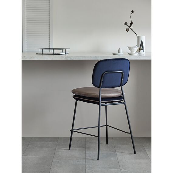 Стул полубарный с контрастным кантом Pea, велюр, темно-синий/бежевый, Bergenson Bjorn, изображение 2