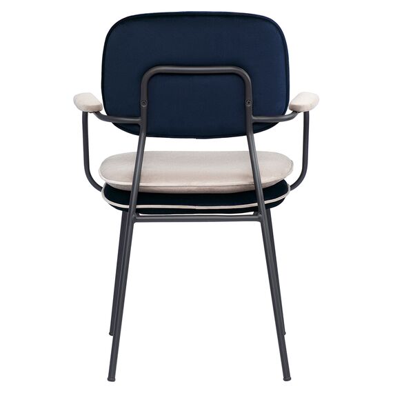 Стул с подлокотниками и контрастным кантом Pea, велюр, темно-синий/бежевый, Bergenson Bjorn, изображение 12