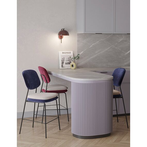 Стул полубарный с контрастным кантом Pea, велюр, темно-синий/бежевый, Bergenson Bjorn, изображение 3