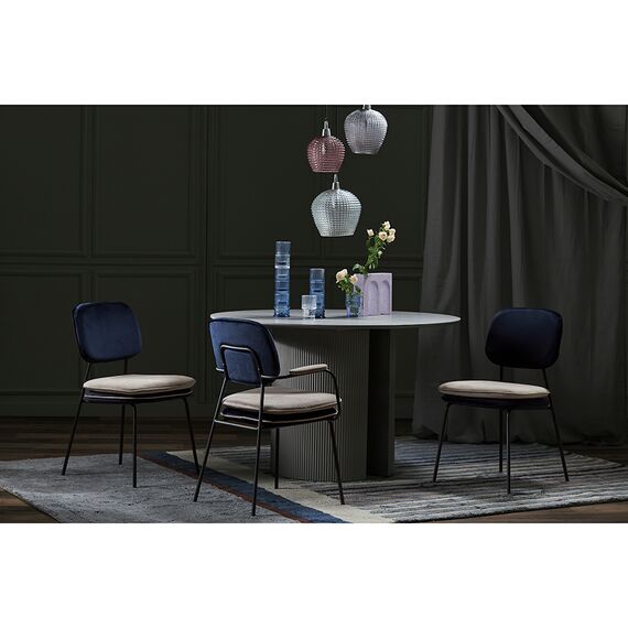 Стул с подлокотниками и контрастным кантом Pea, велюр, темно-синий/бежевый, Bergenson Bjorn, изображение 6