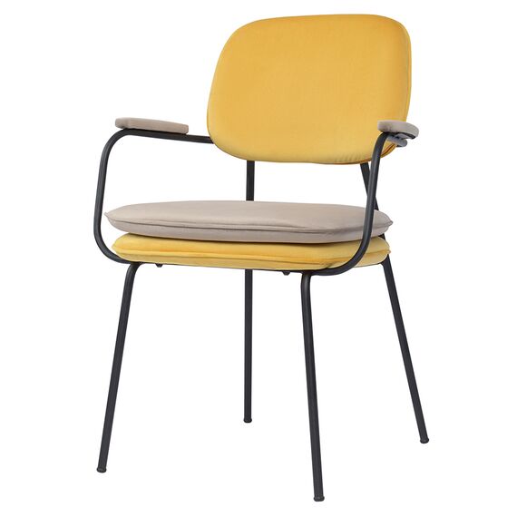 Стул с подлокотниками Pea, велюр, желтый/бежевый, Bergenson Bjorn